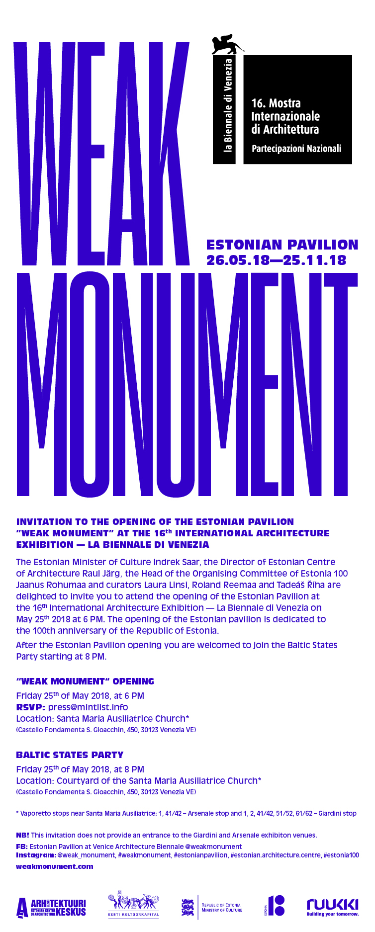 Estonia Pavilion to present Weak Monument in Venice Architecture Biennale