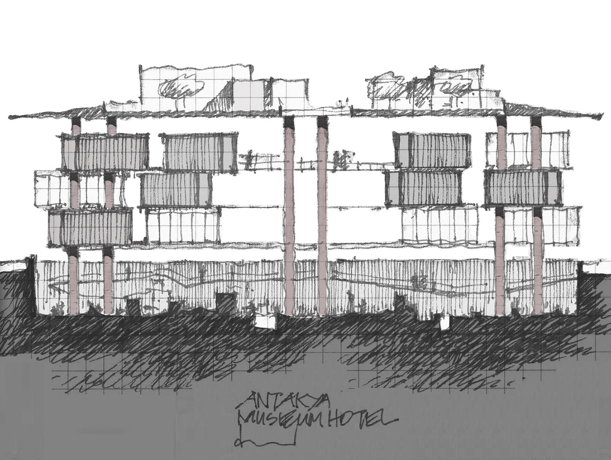 Emre Arolat Architecture preserves archaeological remnants with this modular hotel in Antakya