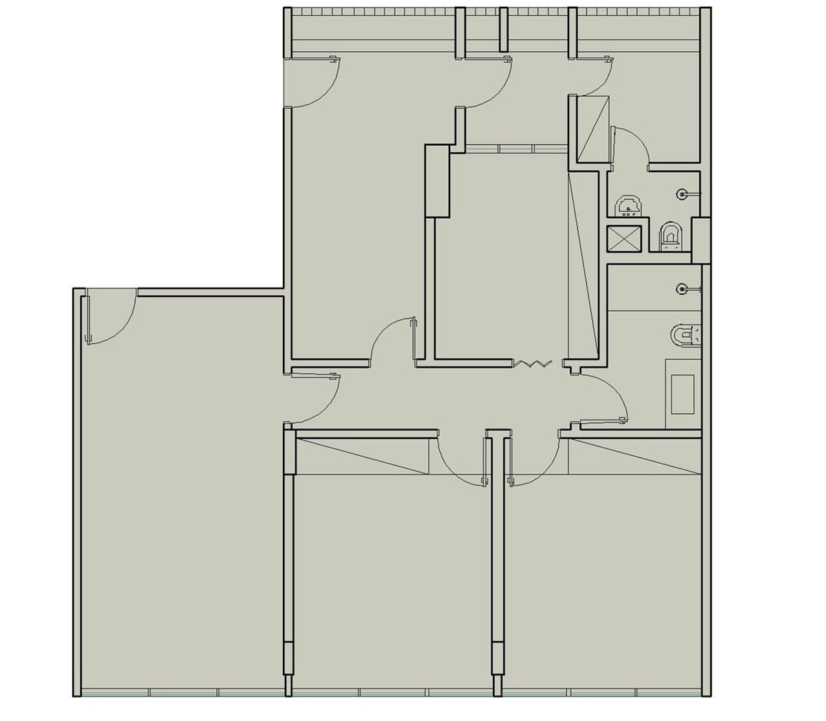 A historic Brazilian apartment has been redesigned with wooden bookcase as main divider