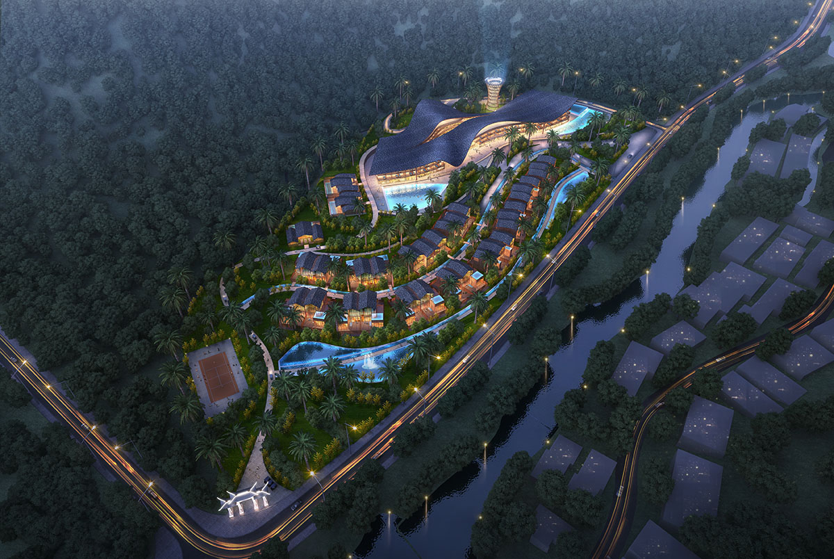 GroupGSA designs mountain-like town resort in Guilin, China