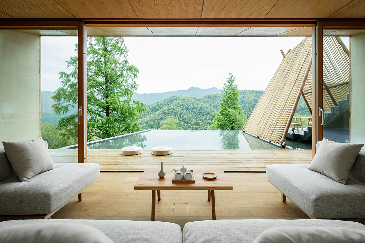 kooo architects built retreat village by using local materials on hills of Zhejiang