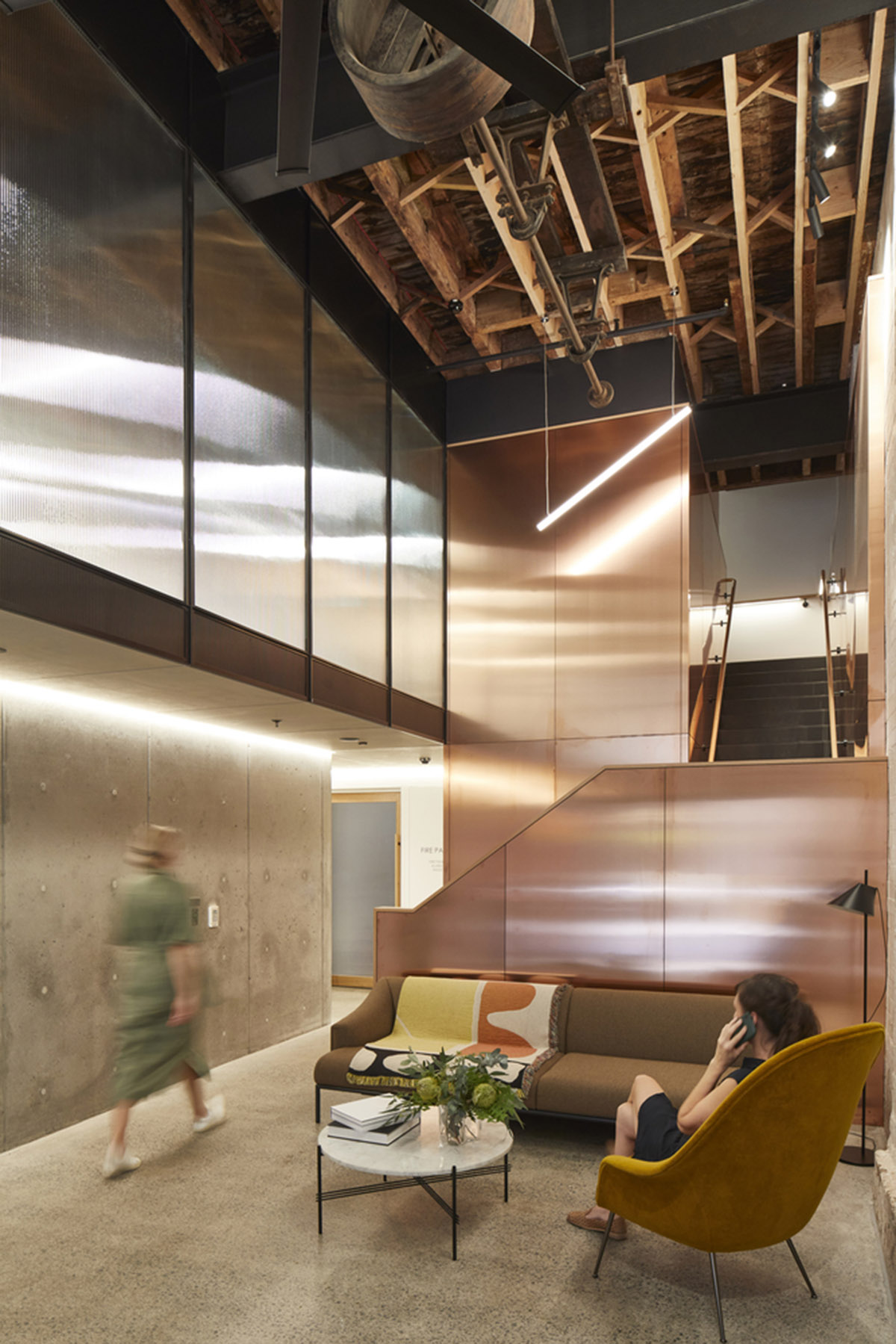 Make Architects adds copper-clad staircase to a new boutique office in Haymarket