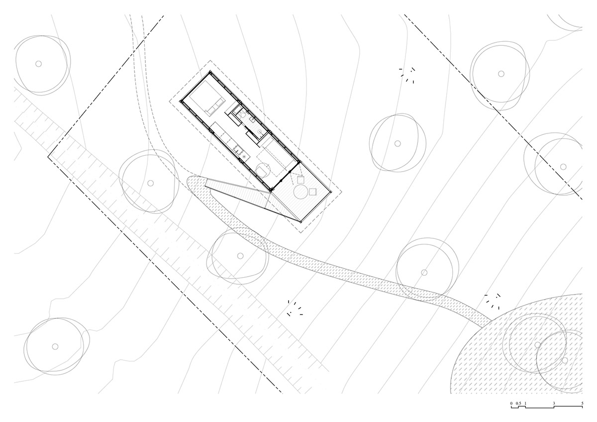 ŠA atelier designs linear black metal cabin to frame the view on natural terrain of Lithuania