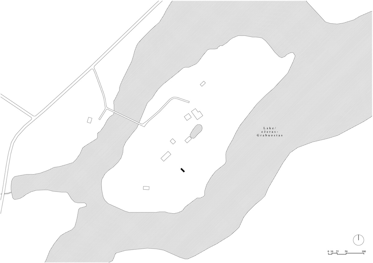 ŠA atelier designs linear black metal cabin to frame the view on natural terrain of Lithuania