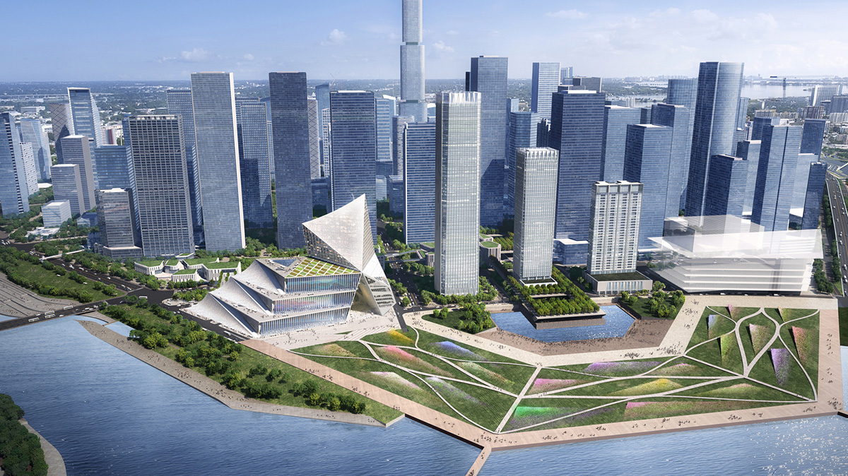 OMA reveals design for polyhedron International Conference and Exchange Center in Shenzhen