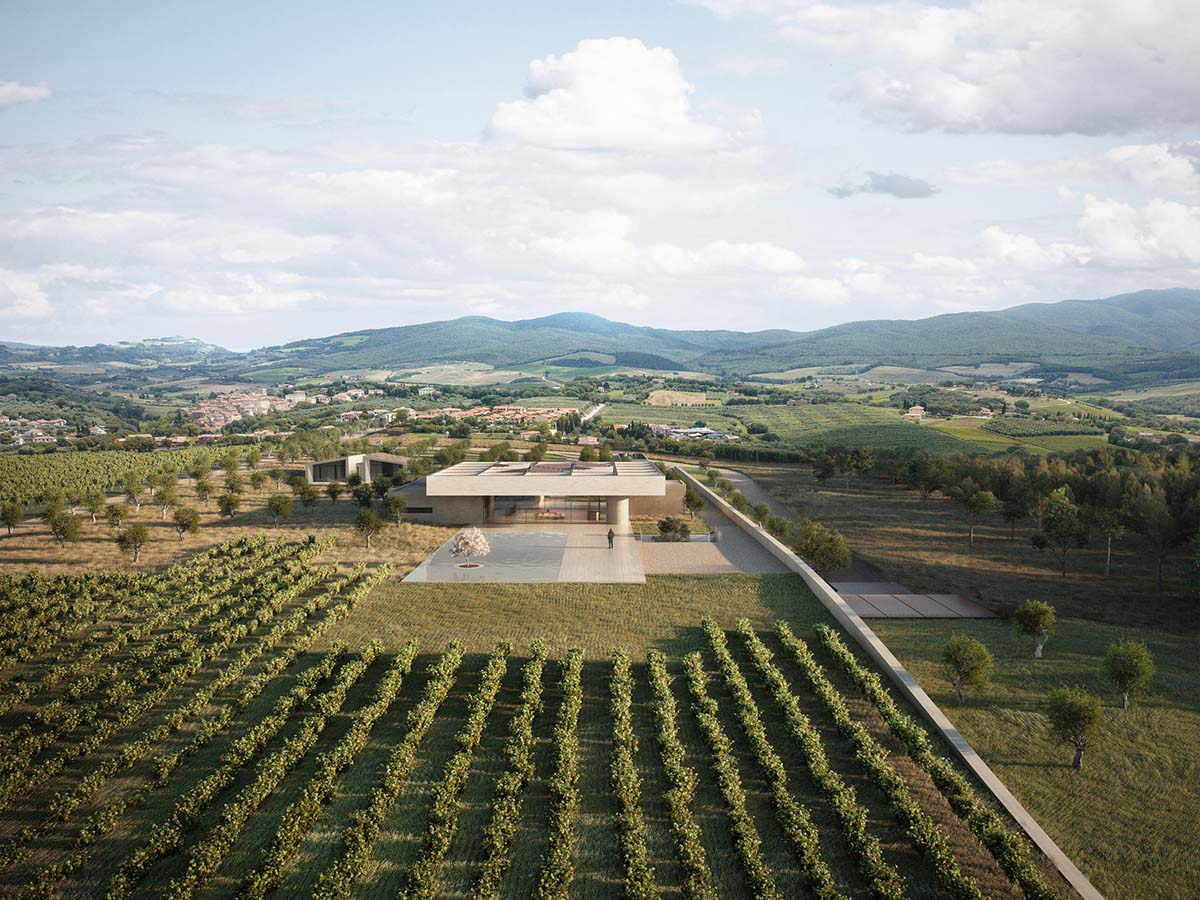 The Sapaio Pavilion by Alvisi Kirimoto redefines wine culture with its earthy skin in Tuscany