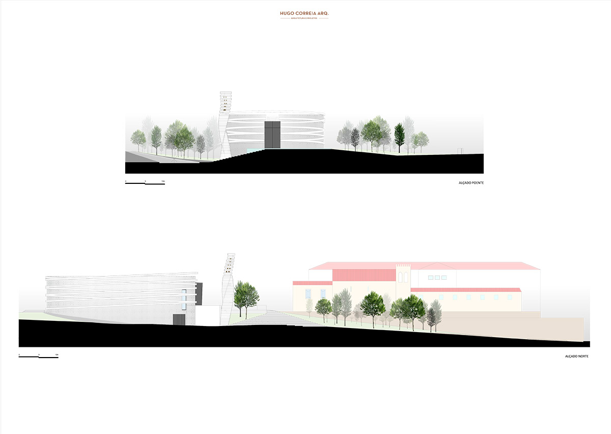 Hugo Correia completes elliptical church featuring sharp concrete lines in Portugal