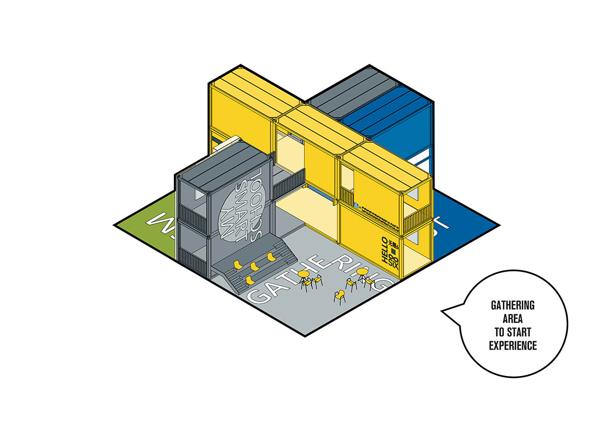 Crossboundaries installed a pop up school made from shipping containers in Shenzhen