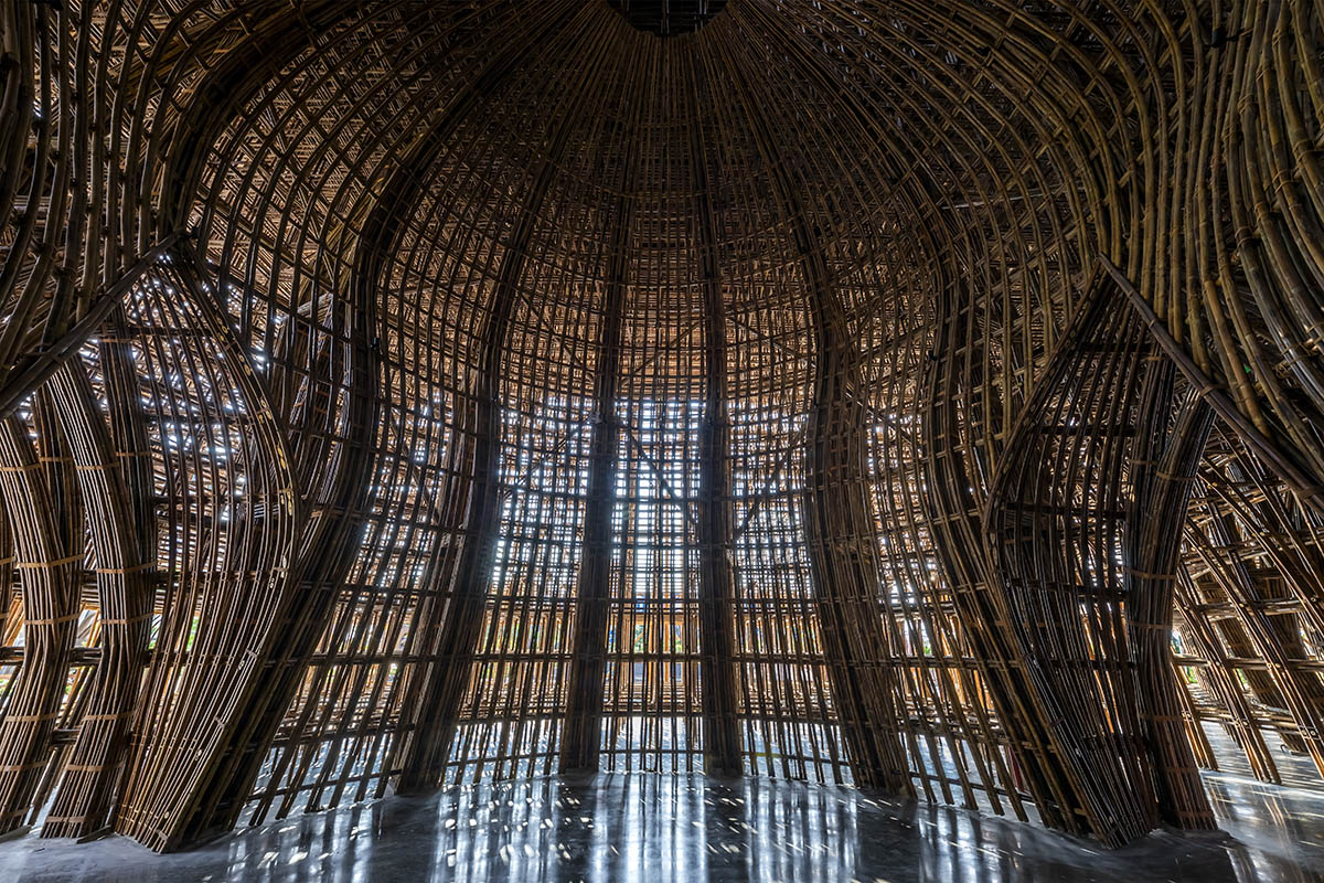 VTN Architects built welcome center with bamboo grid made from 42,000 bamboo culms in Vietnam 