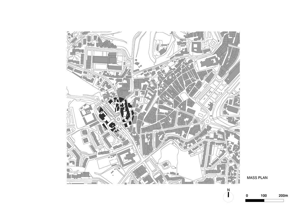 Semi-circular housing block features golden, lightweight and moveable elements in Leiria