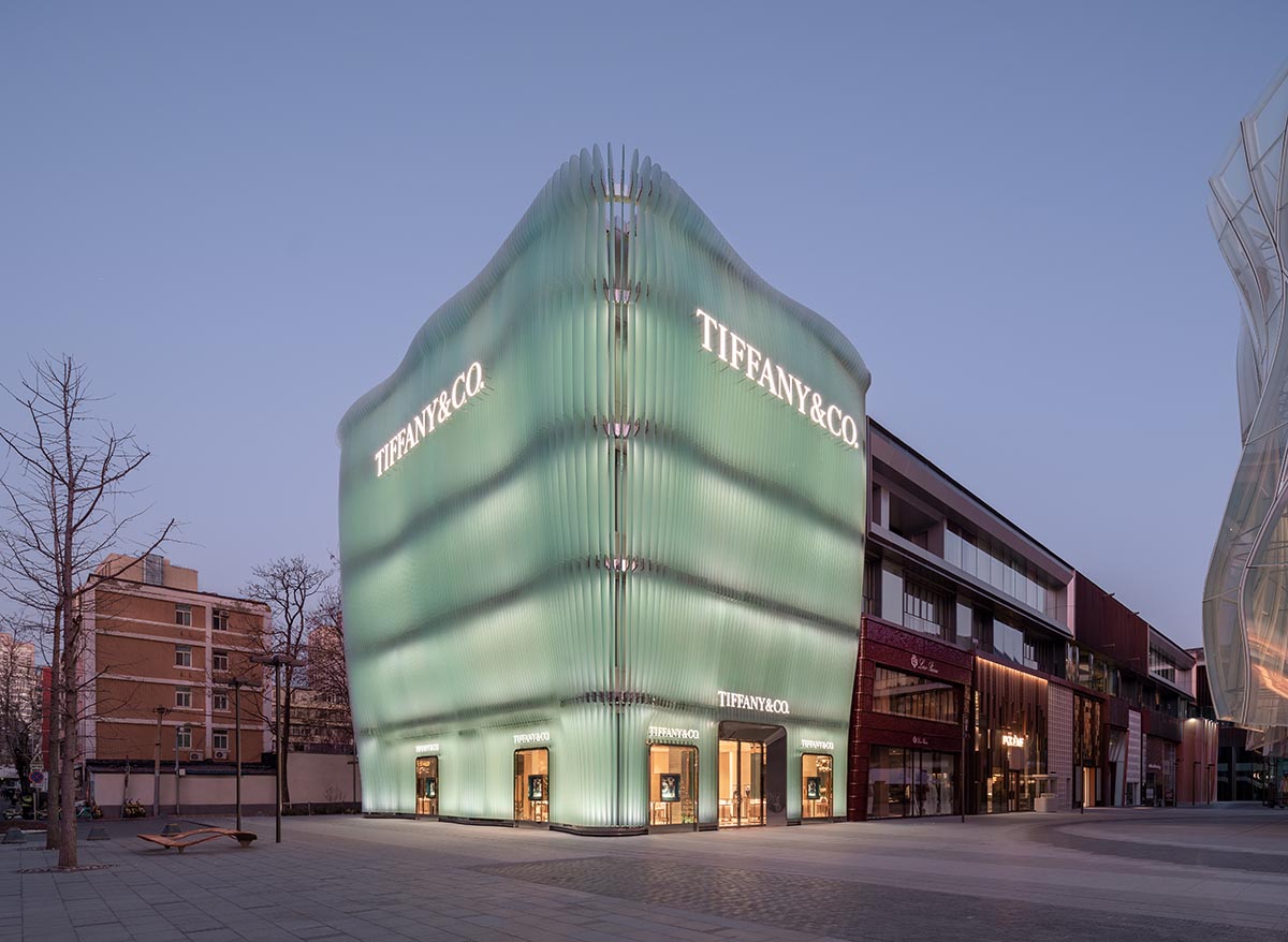 MVRDV wraps Tiffany flagship store with glass fins that make up fluid curves in Beijing