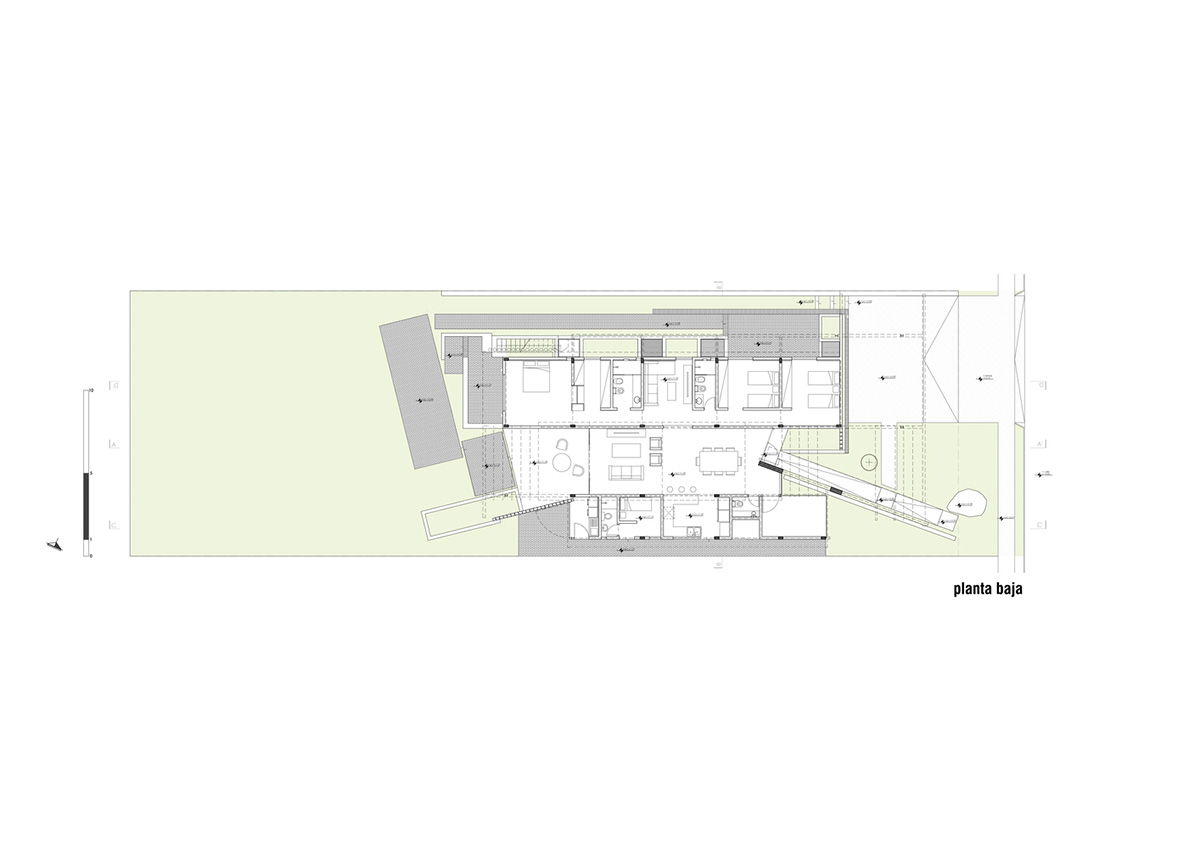 Concrete roof slabs and surfaces freely fly over this brick house in Paraguay by Culata Jovái Group