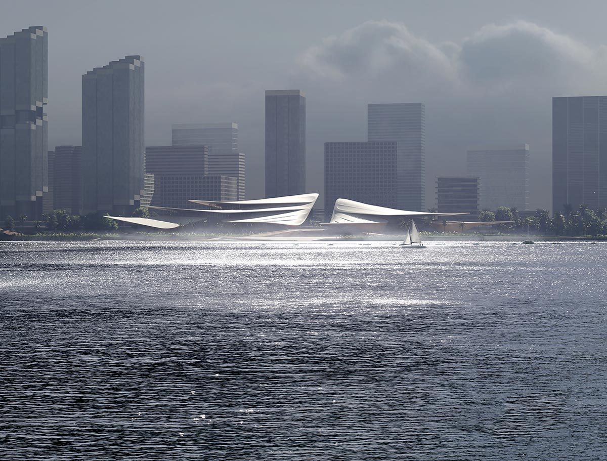 Zaha Hadid Architects designs new harbourside cultural district with sail-like roofs in Sanya  