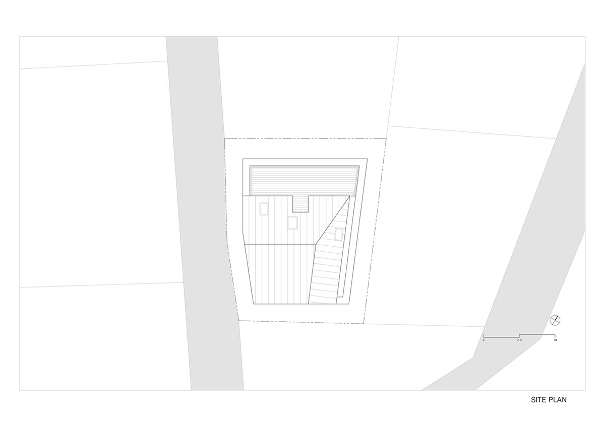 2m2 architects designed clay brick Sista House with inclined roof on narrow lot in Seoul