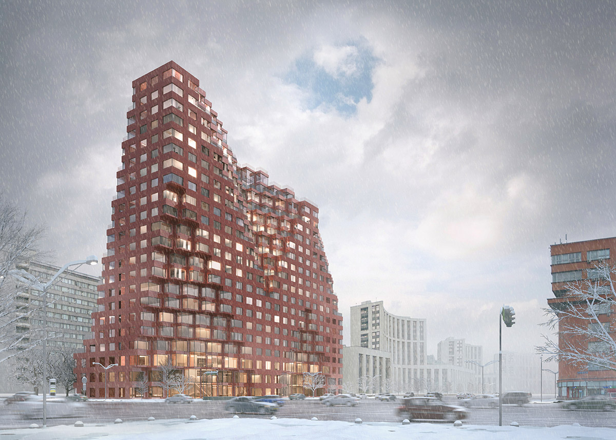 MVRDV creates sculpted form with red ceramic fa&ccedil;ade for Moscow's new mixed-use massive complex