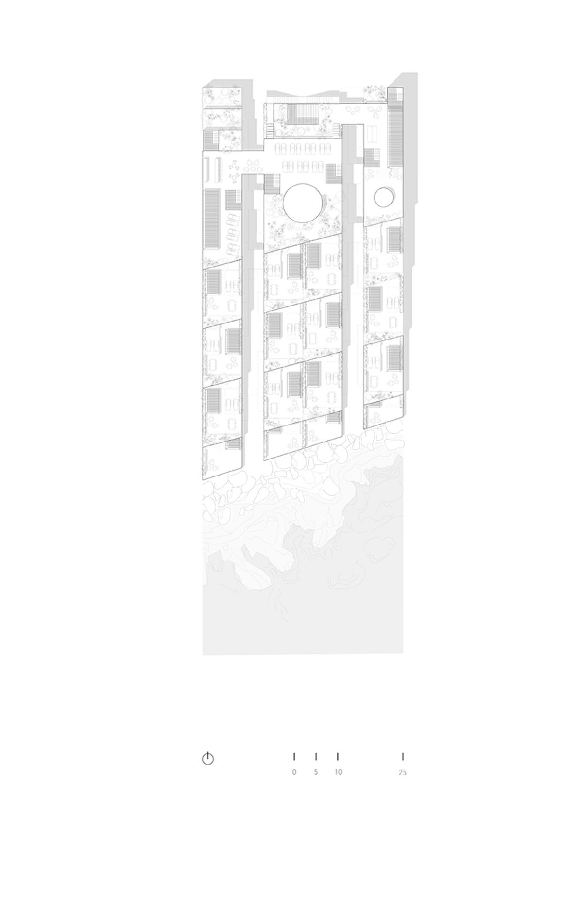 Francisco Pardo Arquitecto's housing features circular  pool overlooking the coastal landscape