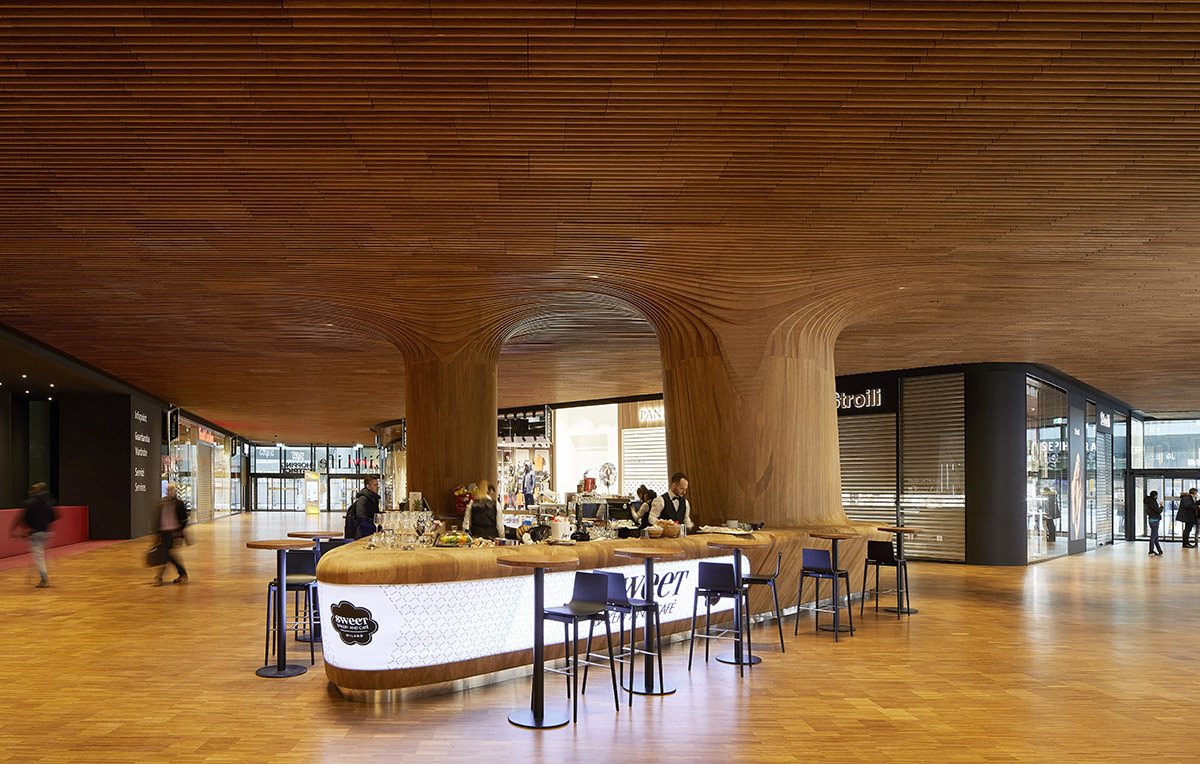 Zaha Hadid Architects' shopping complex made of engineered bamboo creates louvered surfaces
