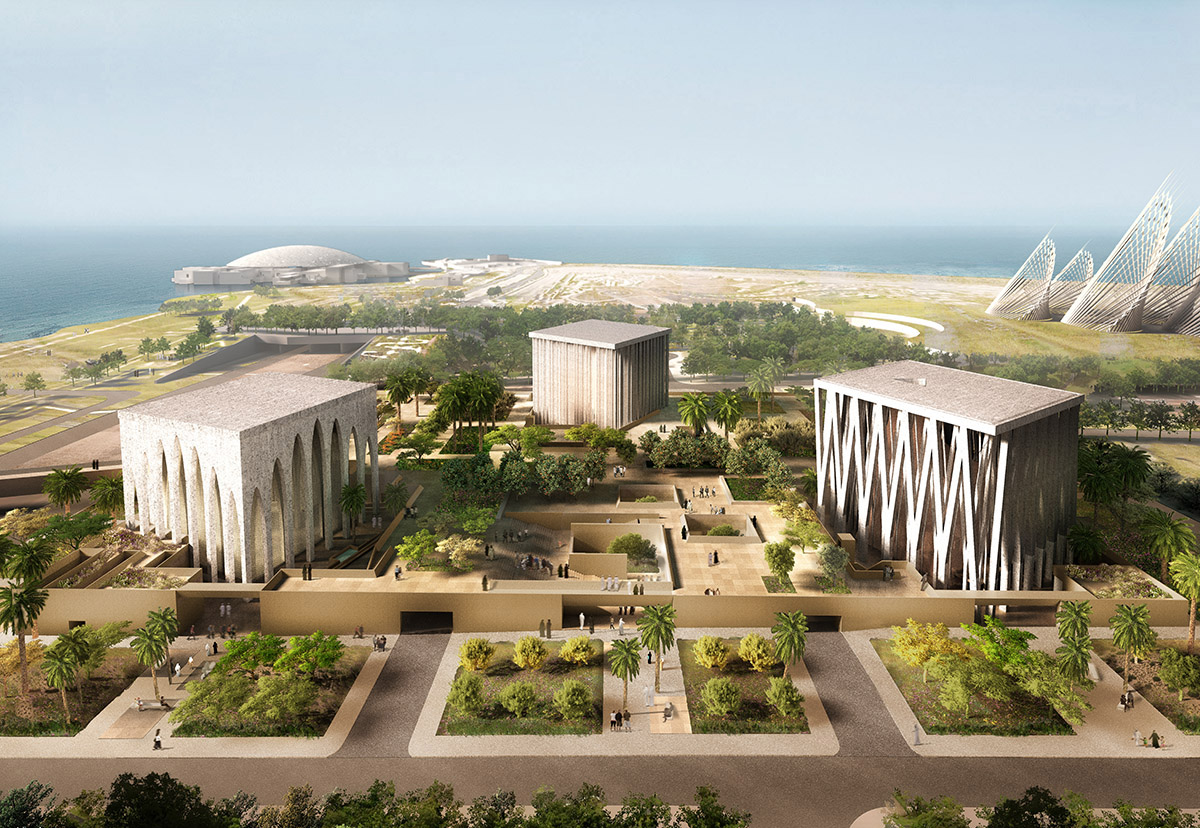 Adjaye Associates designs The Abrahamic Family House with powerful plutonic forms on Saadiyat Island