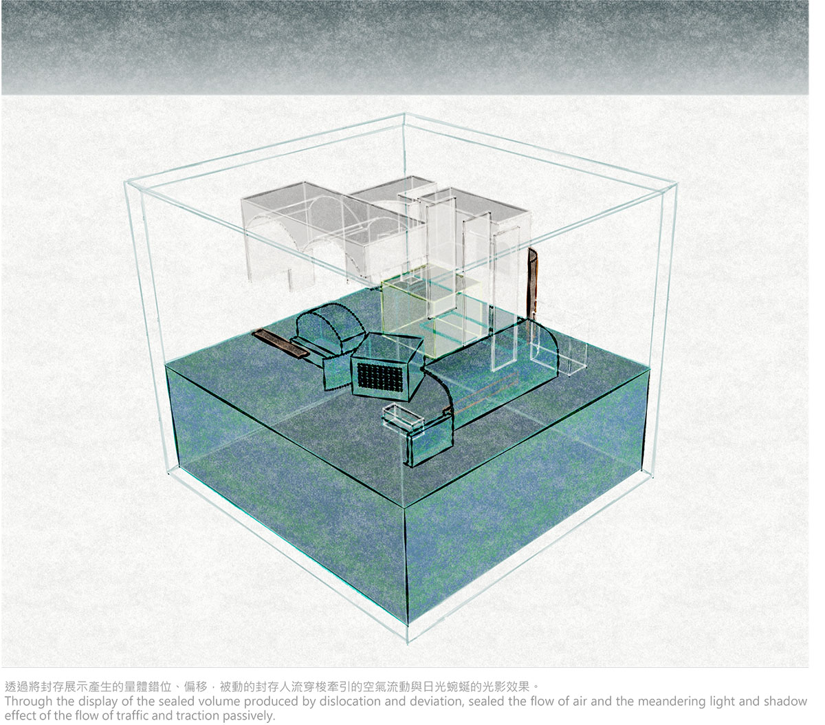 Waterfrom Design's Aqua Health Clinic features blue-toned various volumes as performative objects