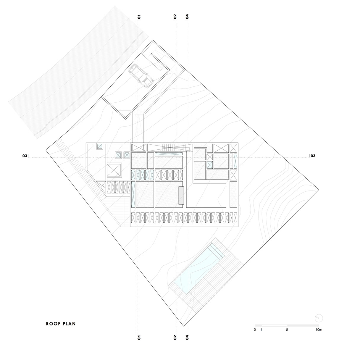 Cristián Romero Valente built this white concrete house on steep slope to give serene view in Chile