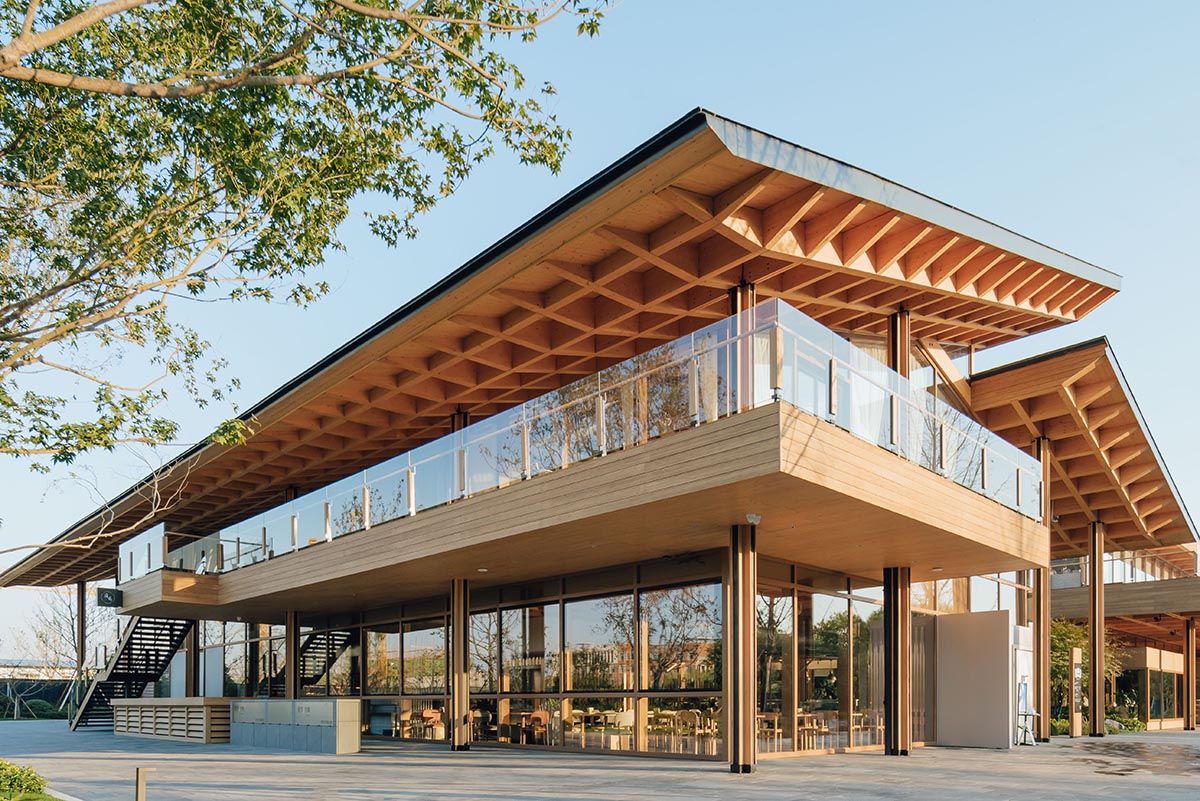 Community market by a9a rchitects features modular spaces from reusable wood in Henan