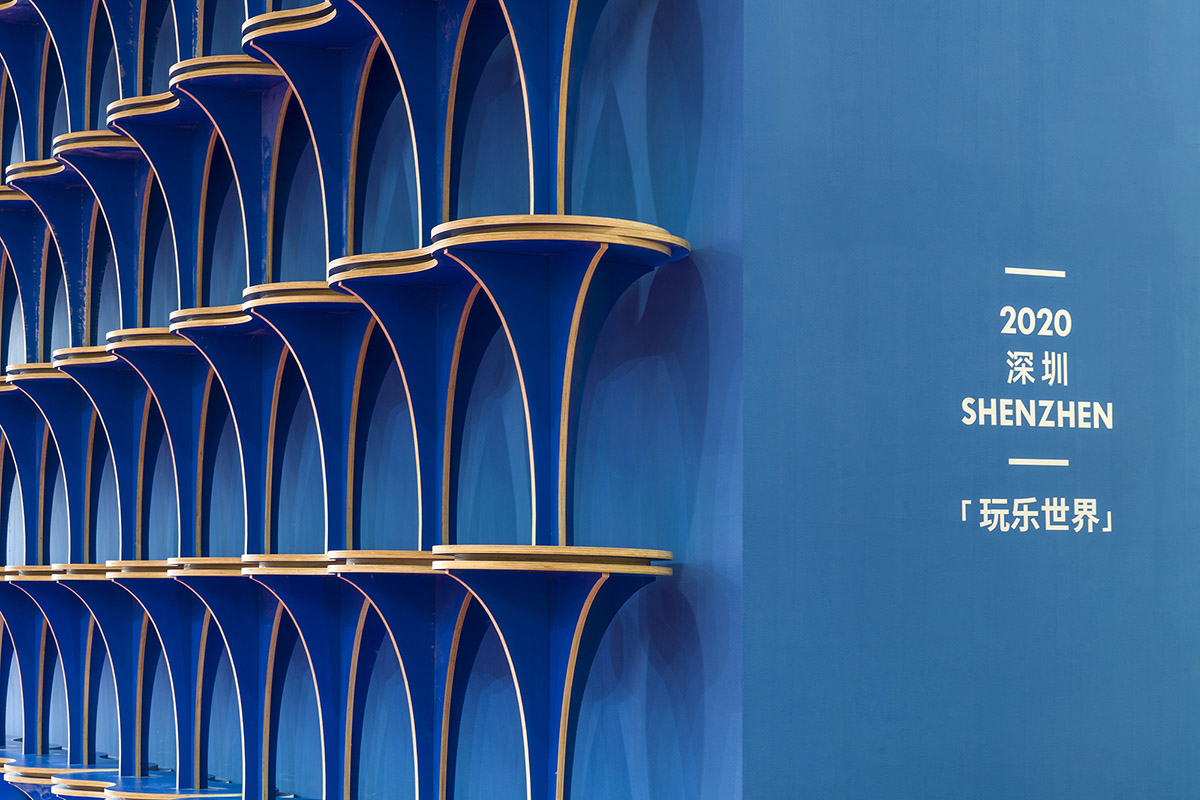 Various Associates used recycled materials to build pavilion reducing waste in an exhibition area