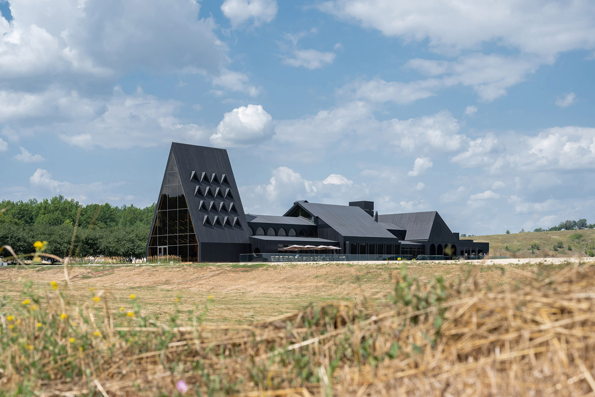 Hospitality Center is an ensemble of different black wooden buildings in Russian Lipetsk region