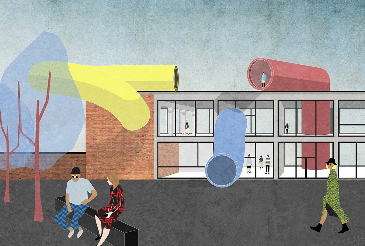 Mango Vinyl Hub winners transform Latvia&rsquo;s abandoned tin foil factory with cartoonist transit tubes