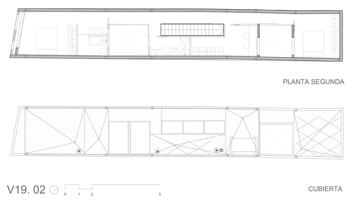 Viraje arquitectura creates perforated façade for elongated family house to play with natural light