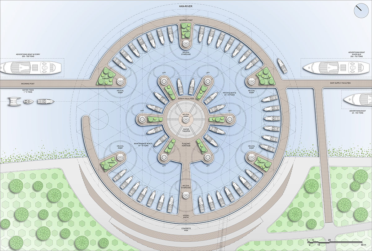 Vincent Callebaut proposes permeable floating landscape to create natural recovery in Seoul’s river