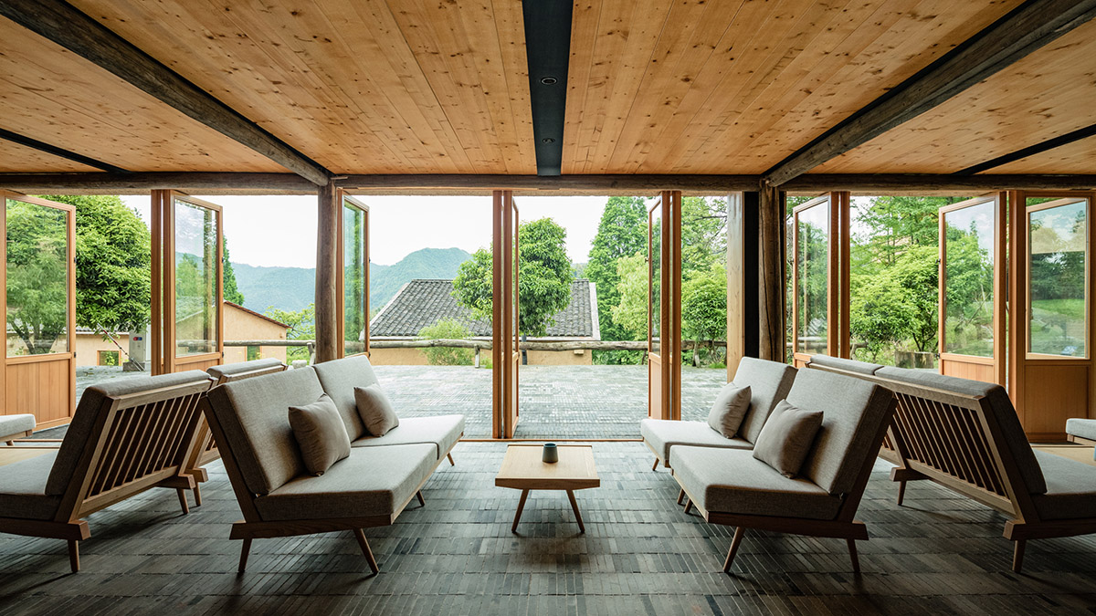 kooo architects built retreat village by using local materials on hills of Zhejiang
