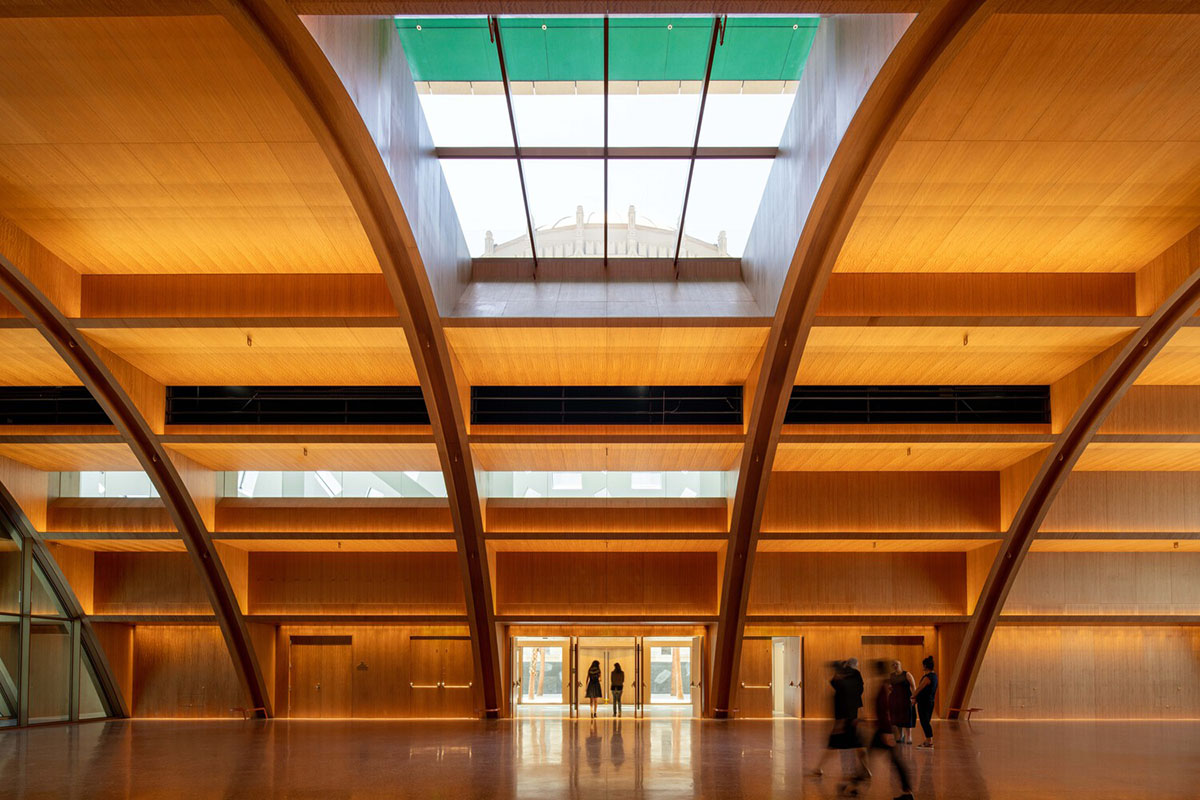 OMA completes Audrey Irmas Pavilion with trapezoidal form that respects its surrounding in California