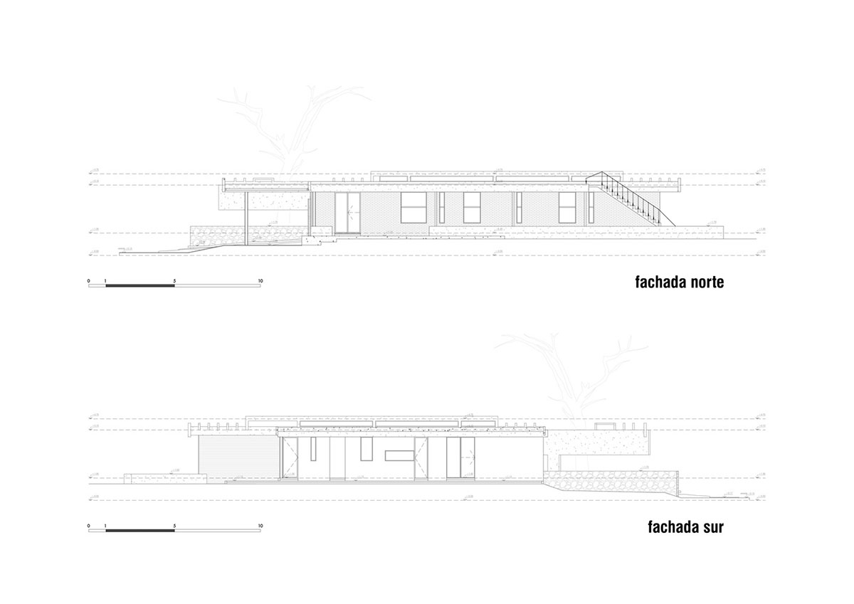 Concrete roof slabs and surfaces freely fly over this brick house in Paraguay by Culata Jovái Group