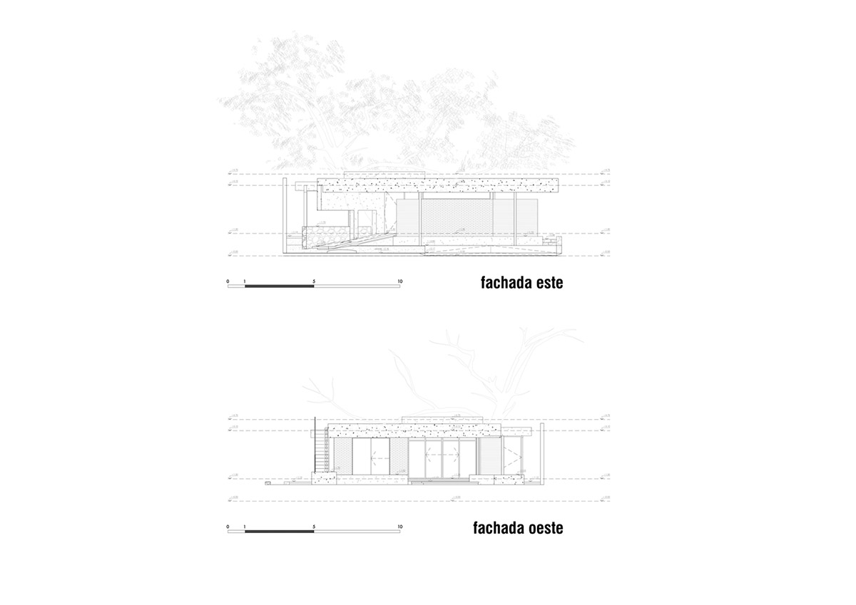 Concrete roof slabs and surfaces freely fly over this brick house in Paraguay by Culata Jovái Group