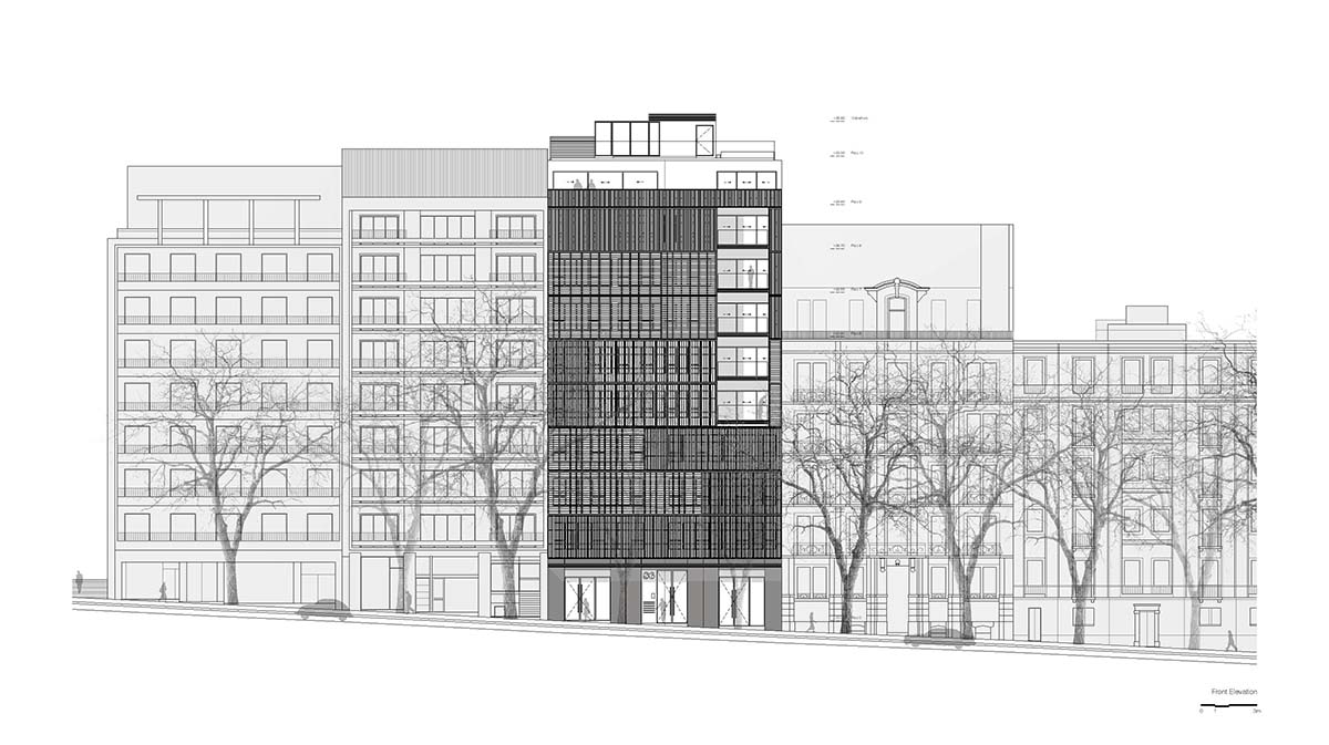 Plano Humano Arquitectos creates dynamic building with automated wooden shutters in Lisboa