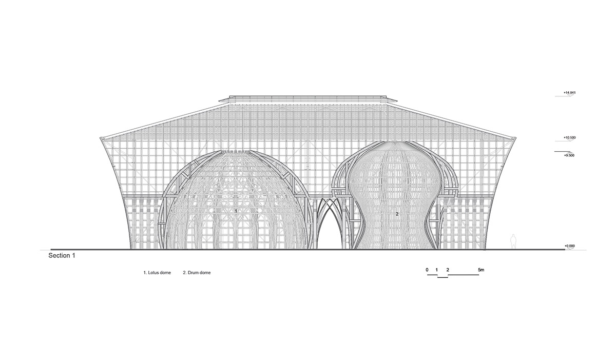 VTN Architects built welcome center with bamboo grid made from 42,000 bamboo culms in Vietnam 