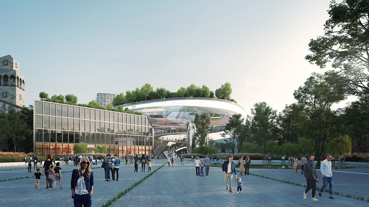 MVRDV unveils masterplan for Ettlinger Tor area which includes a reflective floating garden