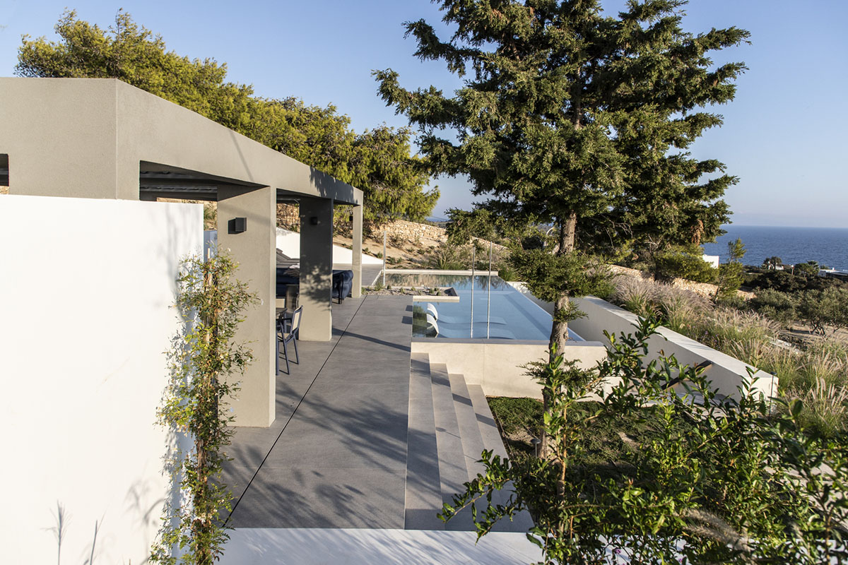 Scapearchitecture embeds summer residence into landscape towards the sea on Paros Island