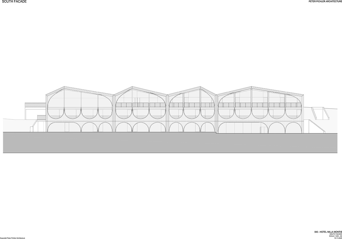 Peter Pichler's Hotel Milla Pontis features black exoskeleton inspired by vernacular architecture