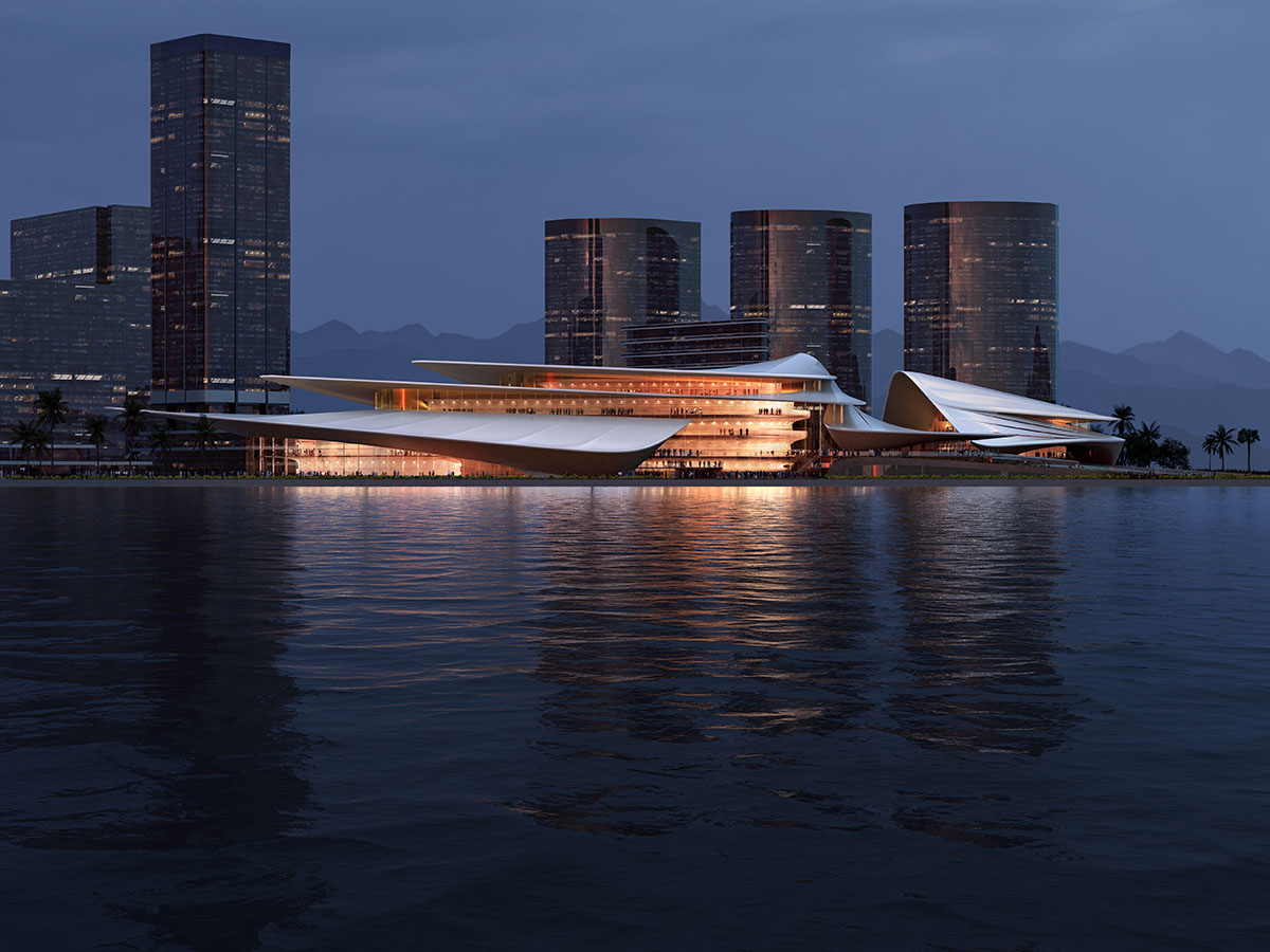 Zaha Hadid Architects designs new harbourside cultural district with sail-like roofs in Sanya  