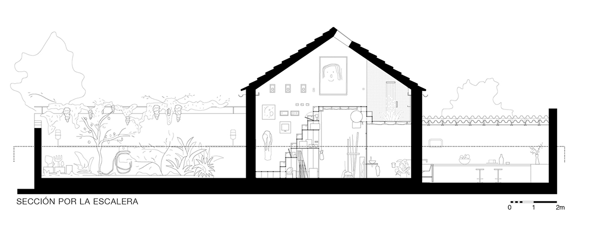 Pía Mendaro converts old house into an artist residence with floating mezzanine floor in Madrid