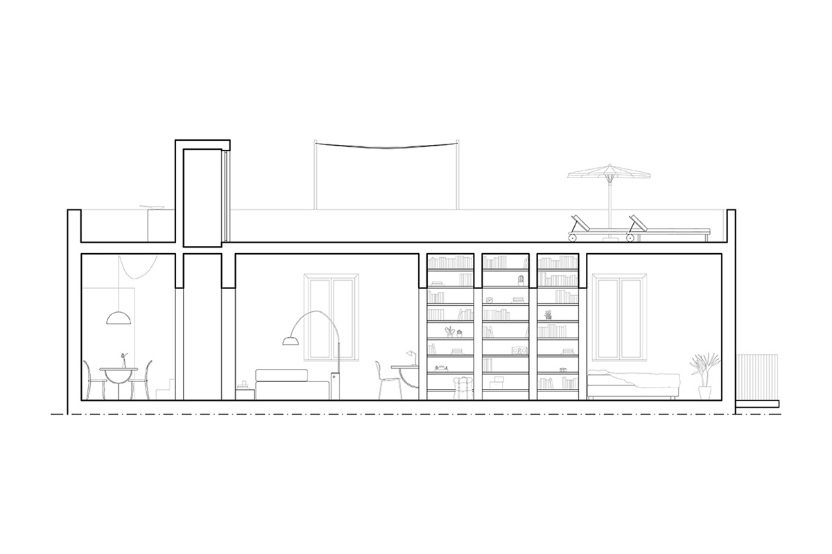 Margine renovates 1950s apartment with minimalist color palette and tiny furnitures in Rome