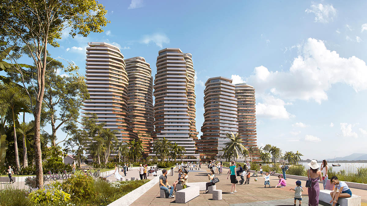 MVRDV reveals The Hills residential towers with earth tones and flowing curved balconies in Ecuador 