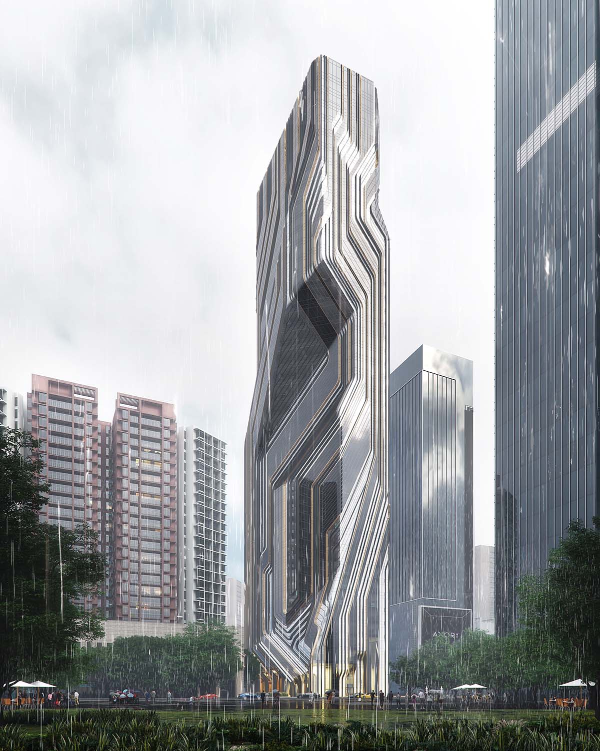 Shenzhen Institute of Financial Technology by ZHA tops out with a sculptural façade in Shenzhen