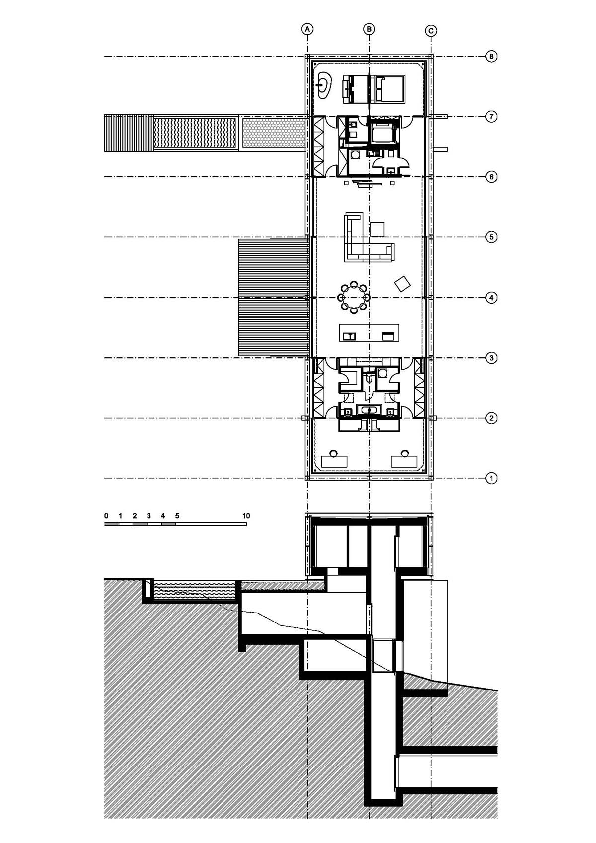 Stempel & Tesar architekti creates bridge-like house on a steep slope in the Czech Republic