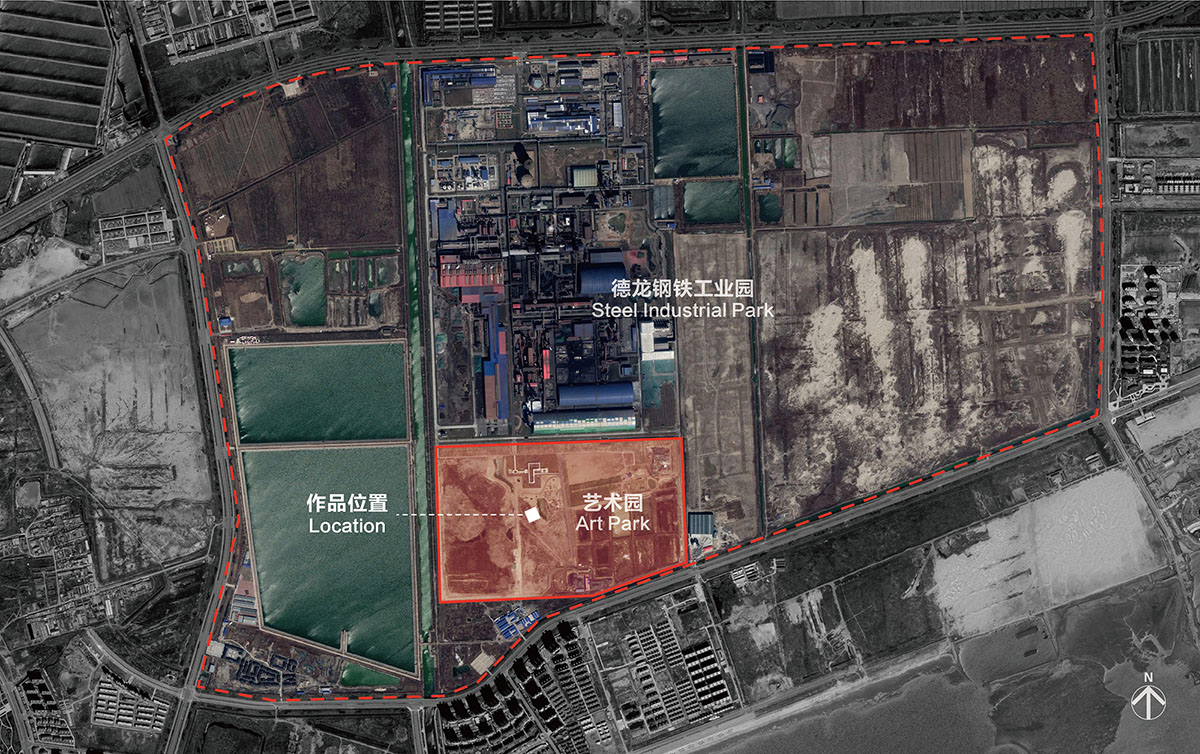 Field Conforming Studio installs steel sculpture with nine hollow columns in Tangshan