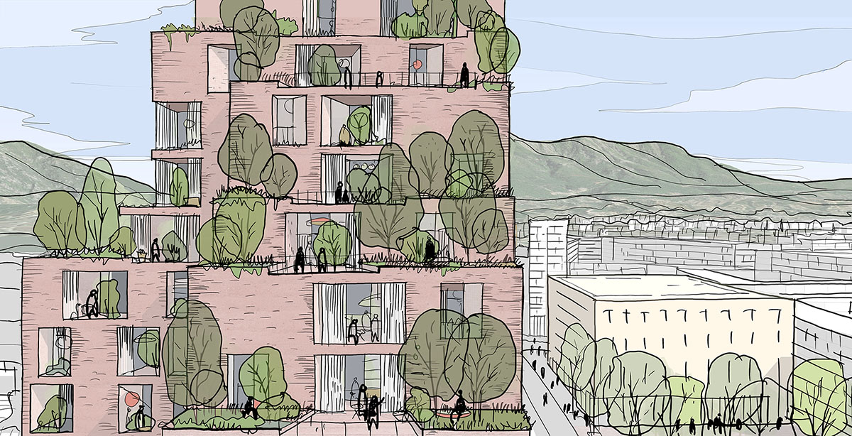 CHYBIK + KRISTOF unveils cascading red concrete tower in Tirana’s upcoming Culture Hub