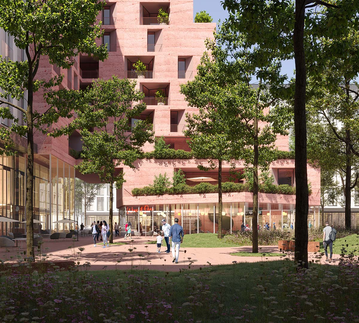 CHYBIK + KRISTOF unveils cascading red concrete tower in Tirana’s upcoming Culture Hub