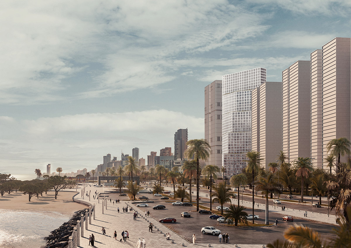 OMA reveals design for stepped residential tower in Kuwait's waterfront