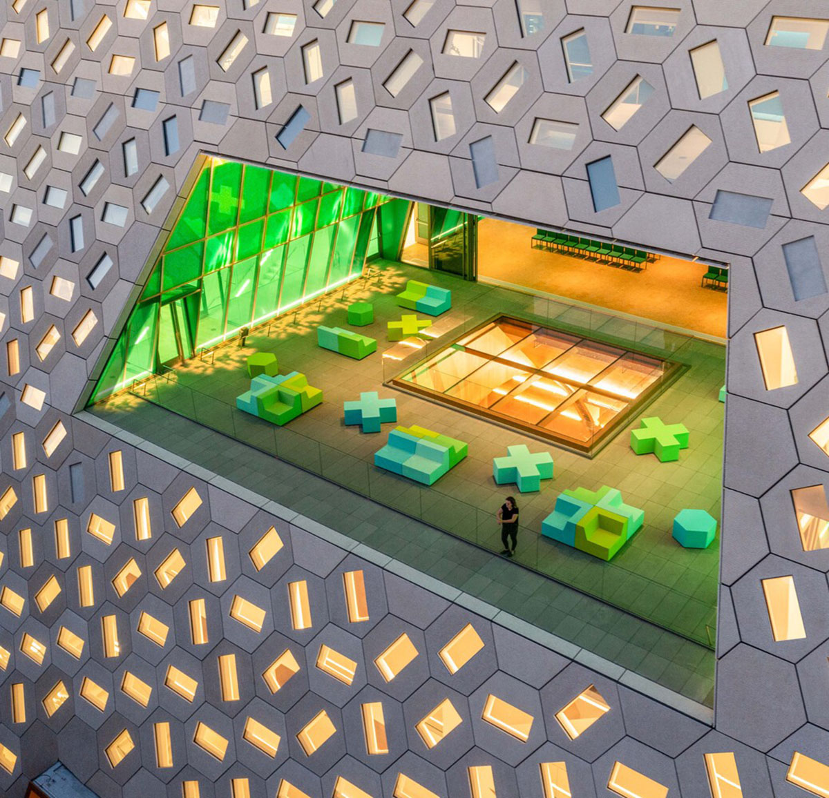 OMA completes Audrey Irmas Pavilion with trapezoidal form that respects its surrounding in California